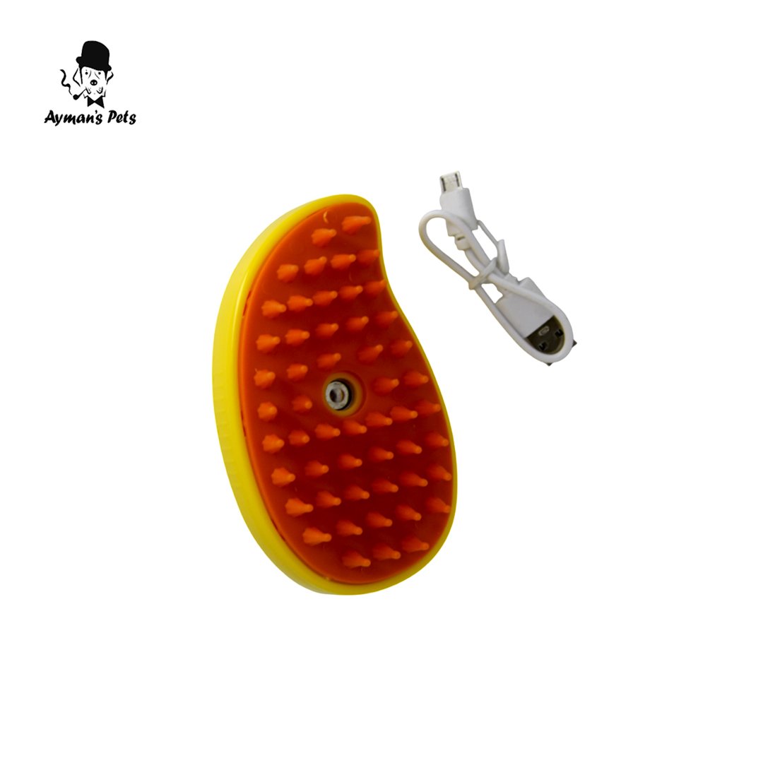 Vibrating Pet Grooming & Massage Brush (Yellow/Orange) - USB Chargeable for All Pets Vibrating Pet Grooming & Massage Brush (Yellow/Orange) - USB Chargeable for All Pets