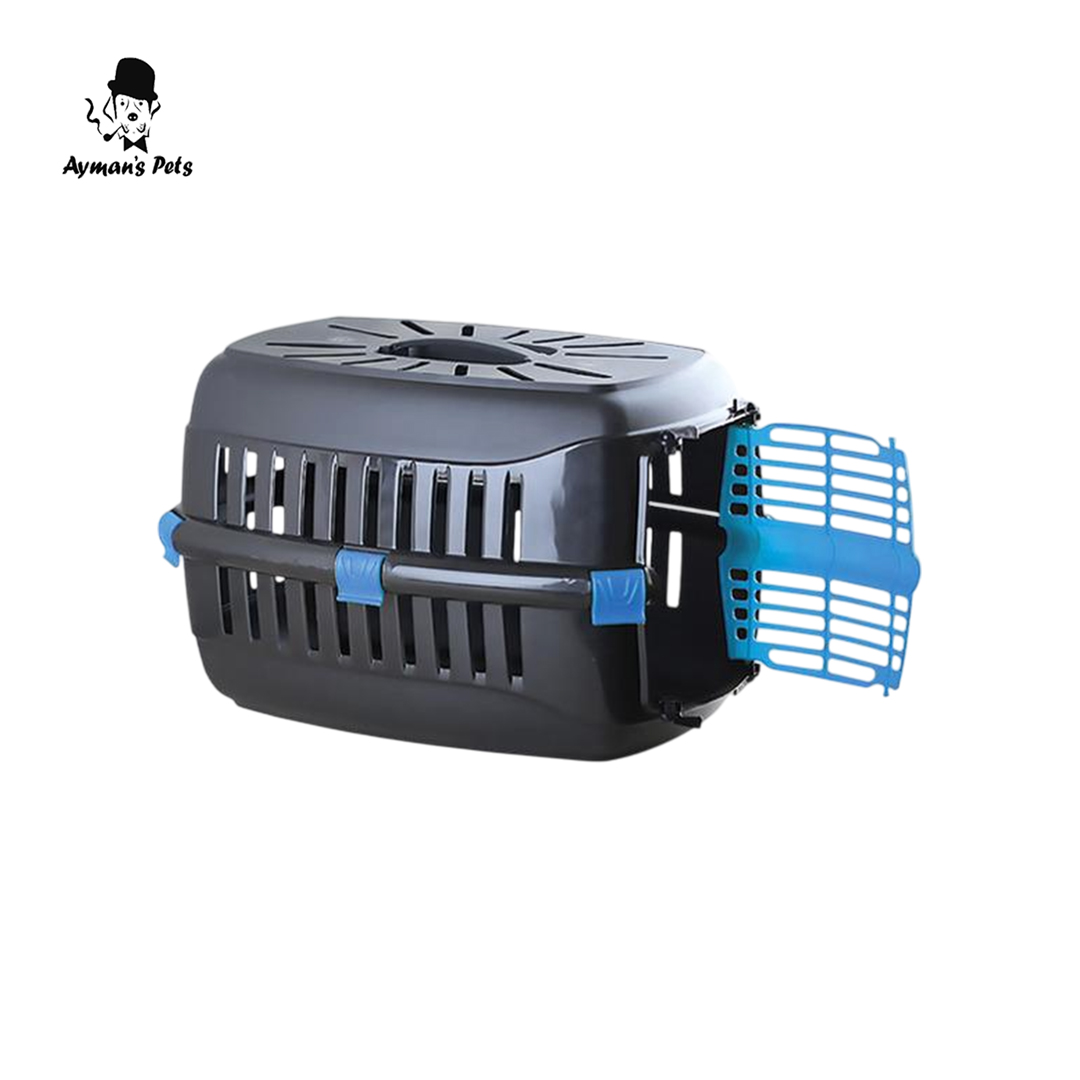Compact Black & Baby blue Pet Transport Kennel - Sturdy Carrier for Cats And Dogs Compact Black & Baby blue Pet Transport Kennel - Sturdy Carrier for Cats And Dogs