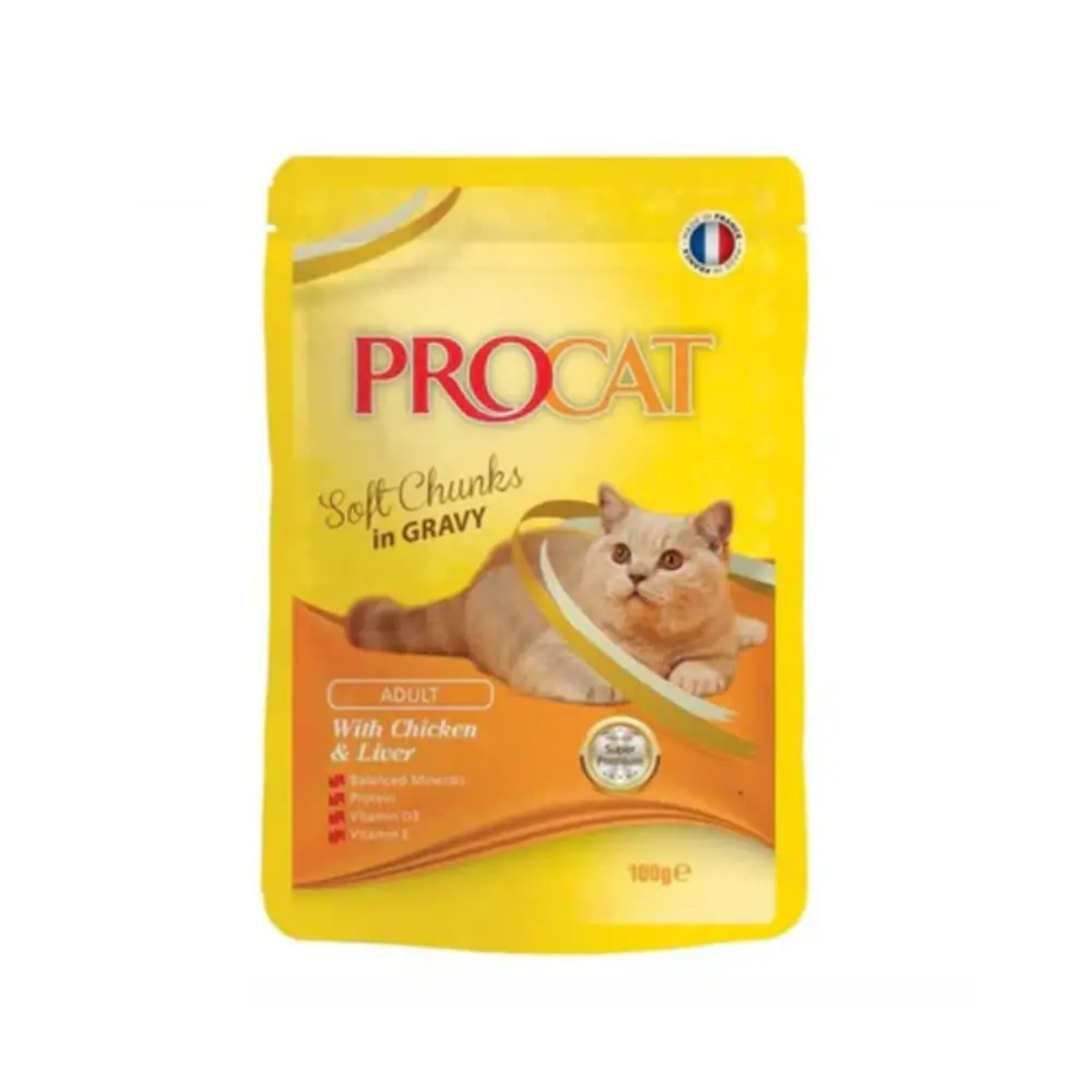 Procat Adult Wet Cat Food Pouch - chicken liver Flavors in Jelly Procat Adult Wet Cat Food Pouch - chicken liver Flavors in Jelly