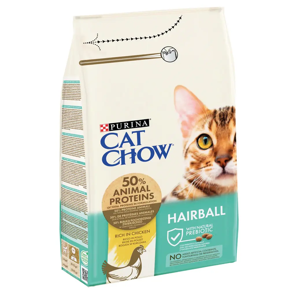 Purina CAT CHOW Hairball Control Adult Dry Cat Food Bag - Rich in Chicken 1.5kg Purina CAT CHOW Hairball Control Adult Dry Cat Food Bag - Rich in Chicken 1.5kg
