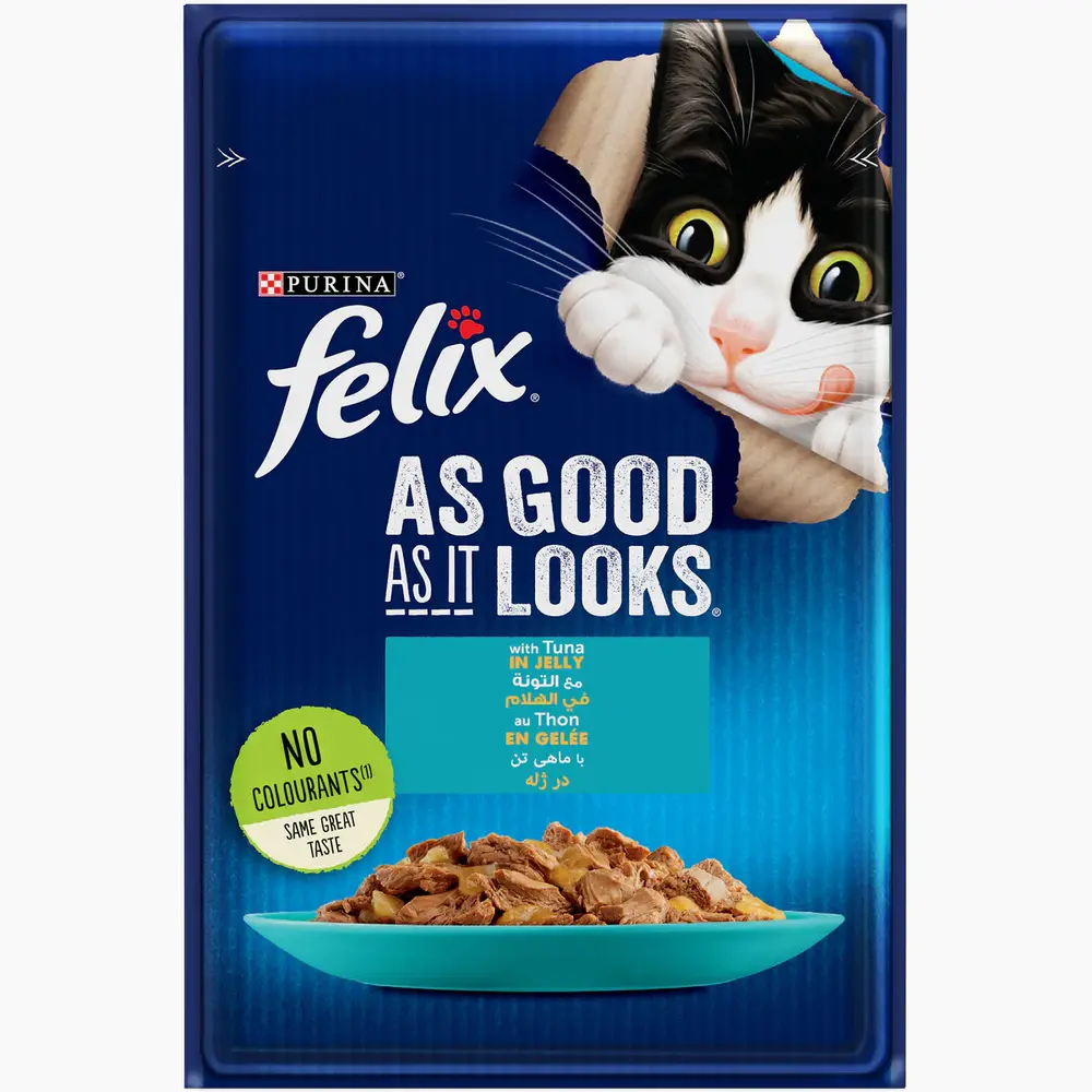 Purina Felix As Good as it Looks Chicken in Jelly 85g Wet Cat Food Pouch Purina Felix As Good as it Looks Tuna in Jelly 85g Wet Cat Food Pouch