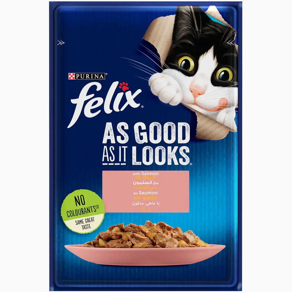 Purina Felix As Good as it Looks Salmon in Jelly 85g Wet Cat Food Pouch Purina Felix As Good as it Looks Salmon in Jelly 85g Wet Cat Food Pouch