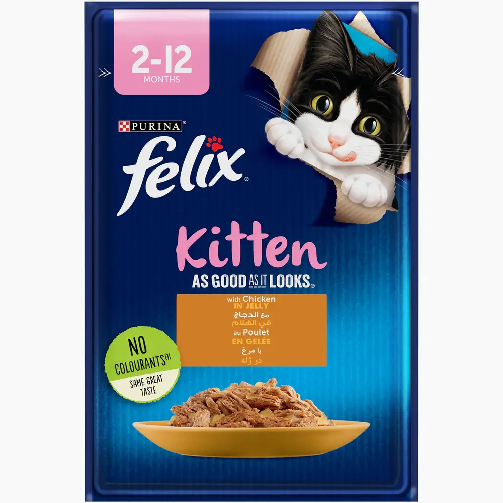 Purina Felix Junior As Good as it Looks Kitten Food Pouch Chicken in Jelly Purina Felix Junior As Good as it Looks Kitten Food Pouch Chicken in Jelly