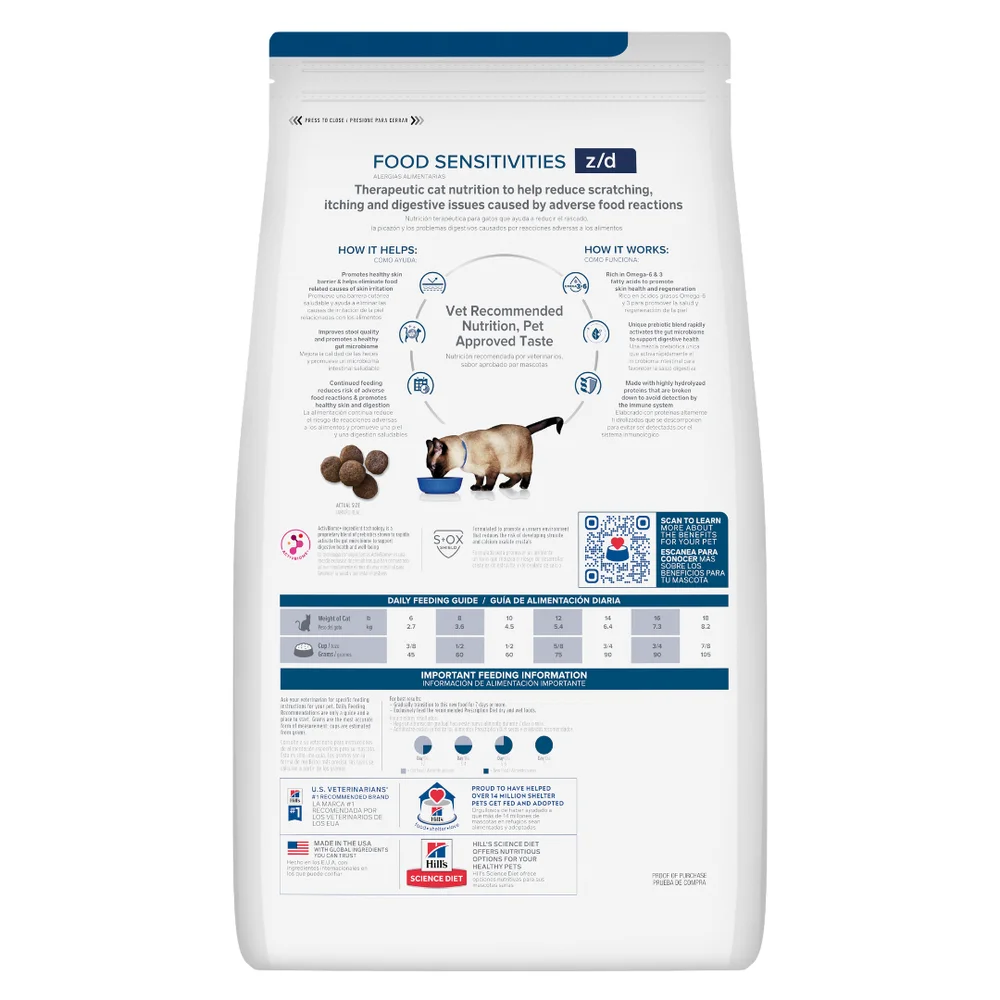 Hill's Prescription Diet z/d Hydrolyzed Chicken Flavor Dry Cat Food Bag Hill's Prescription Diet z/d Hydrolyzed Chicken Flavor Dry Cat Food Bag