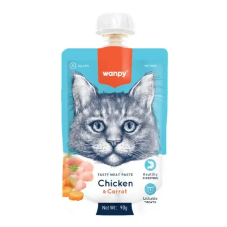 Wanpy Tasty Meat Paste Chicken and Carrort for Cats 90g Resealable Pouch
