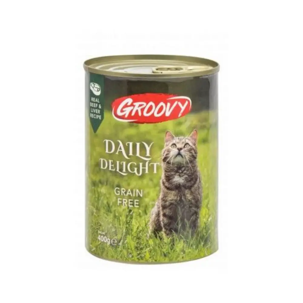 Groovy Daily Delight Wet Cat Food Can - Beef and Liver in Gravy 400g Groovy Daily Delight Wet Cat Food Can - Beef and Liver in Gravy 400g