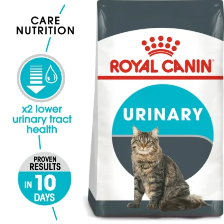Royal Canin Urinary Care dry cat food bag showing kibble designed for mineral balance and urinary tract maintenance in healthy cats.