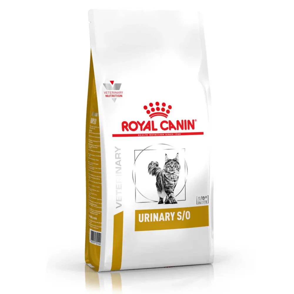 Royal Canin Feline Urinary SO dry cat food bag for struvite stone dissolution and calcium oxalate prevention. Royal Canin Feline Urinary SO dry cat food bag for struvite stone dissolution and calcium oxalate prevention.