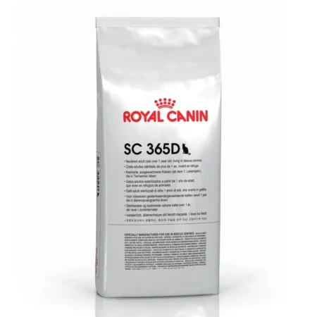 Royal Canin SC 365D 15kg bulk bag for sterilized adult cats in shelters and rescue centers.