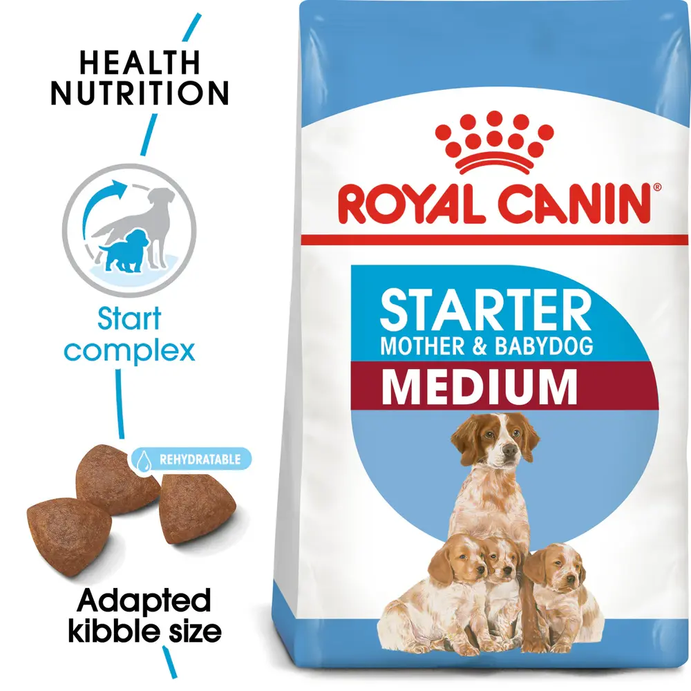 Royal Canin Professional Medium Starter Mother & Babydog dry dog food for medium breed pregnant mothers and weaning puppies. Royal Canin Professional Medium Starter Mother & Babydog dry dog food for medium breed pregnant mothers and weaning puppies.