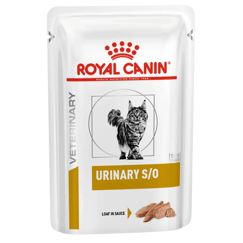 Royal Canin Urinary S/O wet cat food pouch in gravy, designed for cats with bladder stones and urinary crystals.